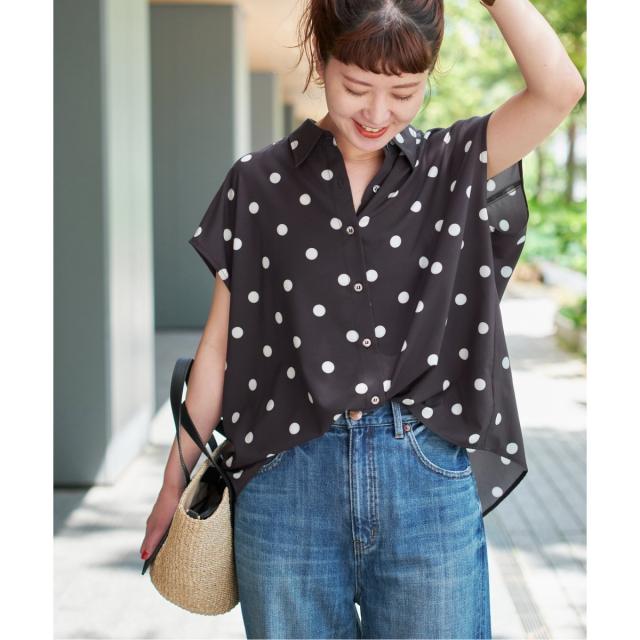 スピックアンドスパン　フレンチスリーブシャツ セール】フレンチスリーブロングシャツ（シャツ/ブラウス