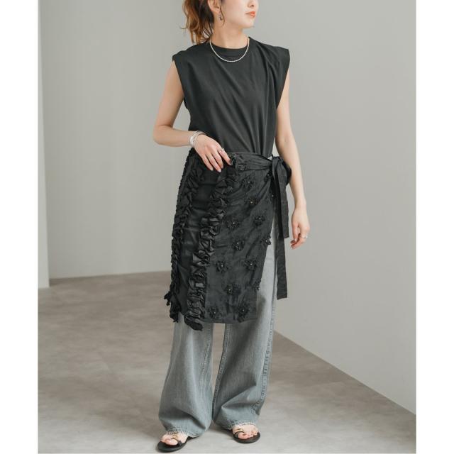 スピック＆スパン（Spick and Span）/crinkle crinkle crinkle Frill rayon shantung apron