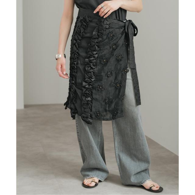 スピック＆スパン（Spick and Span）/crinkle crinkle crinkle Frill rayon shantung apron