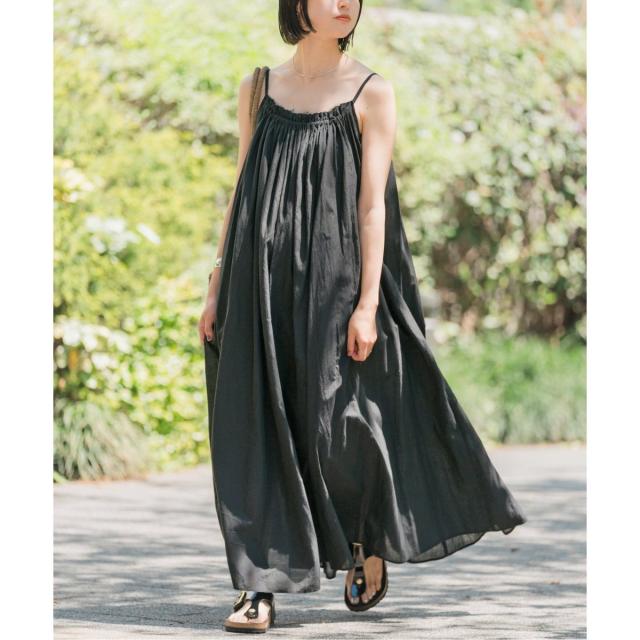 スピックアンドスパン　HYUレースギャザーワンピース　ブラック　黒 WEB限定追加2》HYUレースギャザーワンピース（ワンピース