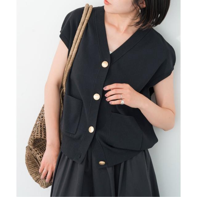 Spick and Span 新品Vネックショートニットベスト ブラック スピック＆スパン（Spick and Span）/《WEB限定追加