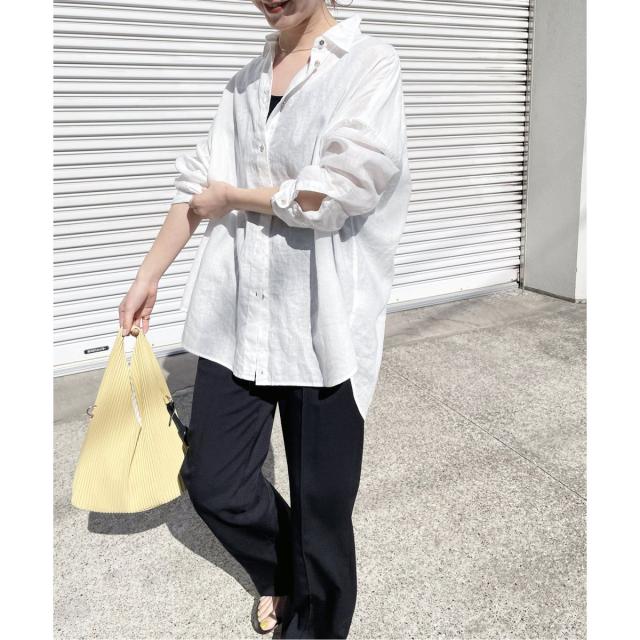 スピック＆スパン（Spick and Span）/《追加3》80リネンカシュクールビッグシャツ