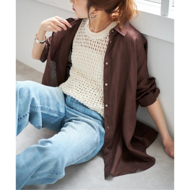 スピック＆スパン（Spick and Span）/《追加3》80リネンカシュクールビッグシャツ