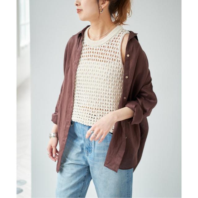 スピック＆スパン（Spick and Span）/《追加3》80リネンカシュクールビッグシャツ