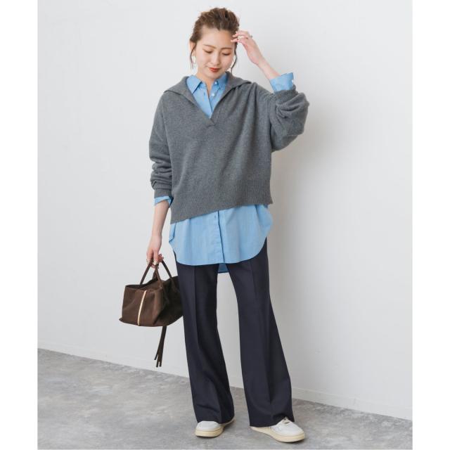 スピック＆スパン（Spick and Span）/《手洗い可》ウールブレンドフレアパンツ