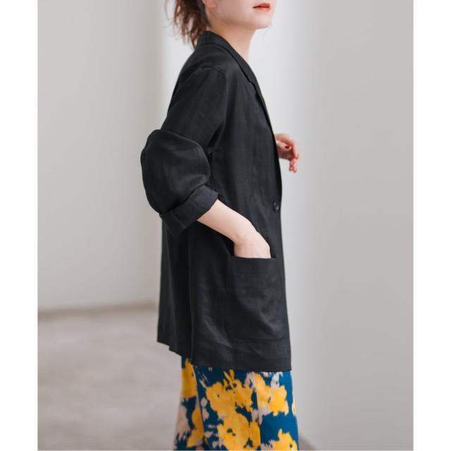 スピックアンドスパン ラミーミックスシアージャケット ブラック 38