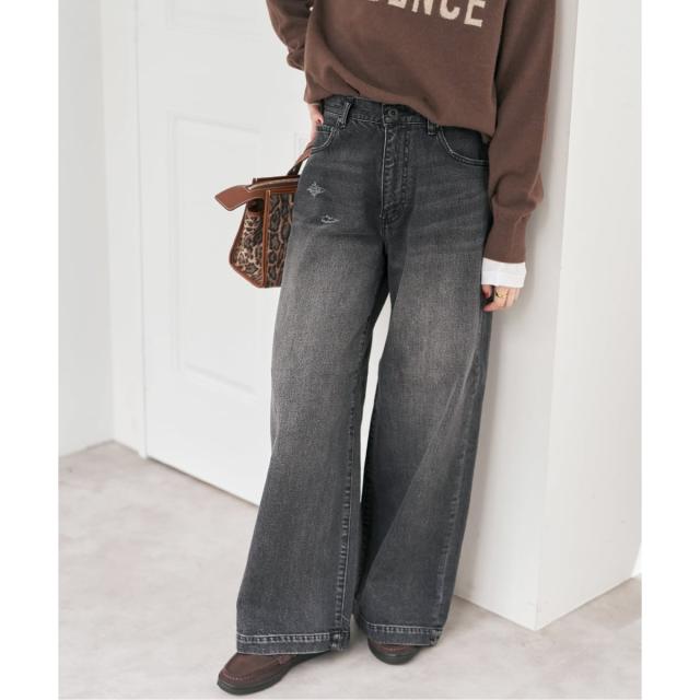 スピック＆スパン（Spick and Span）/5 1/2 BAGGY DENIM (Black）の