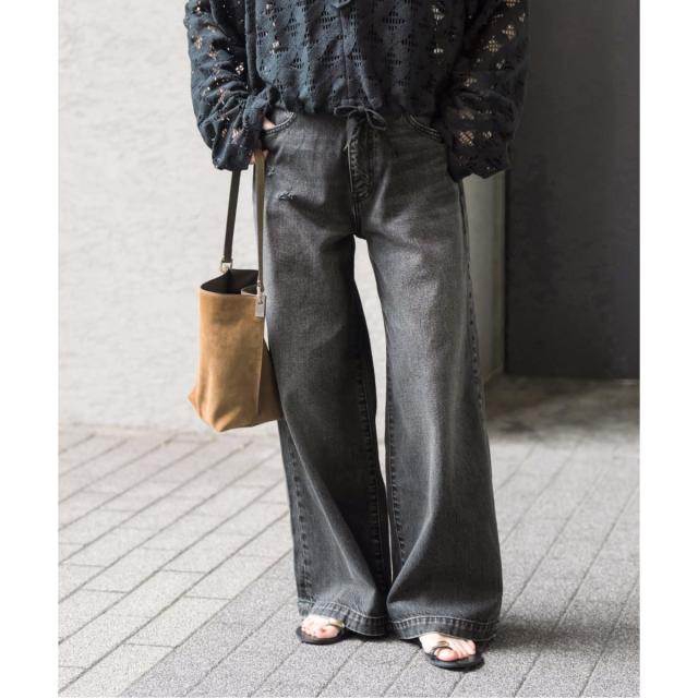 スピック＆スパン（Spick and Span）/5 1/2 BAGGY DENIM (Black）の