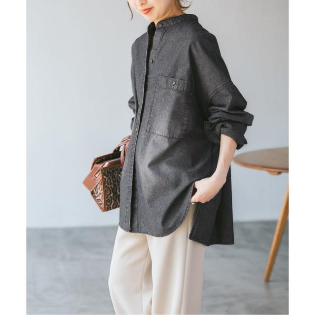 スピック＆スパン（Spick and Span）/《追加》バンドカラーボックスダンガリーシャツ