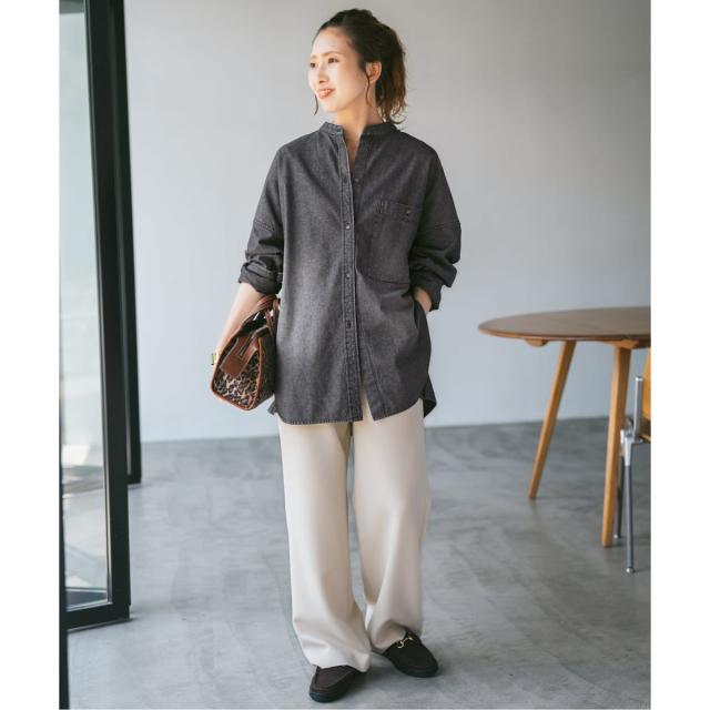 スピック＆スパン（Spick and Span）/《追加》バンドカラーボックスダンガリーシャツ