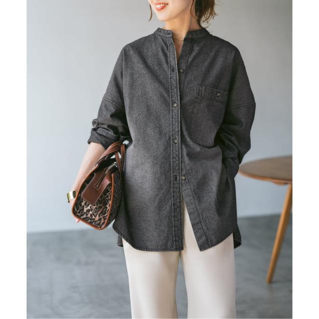 スピック＆スパン（Spick and Span）/《追加》バンドカラーボックスダンガリーシャツ