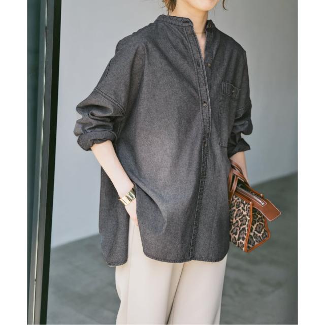 スピック＆スパン（Spick and Span）/《追加》バンドカラーボックスダンガリーシャツ