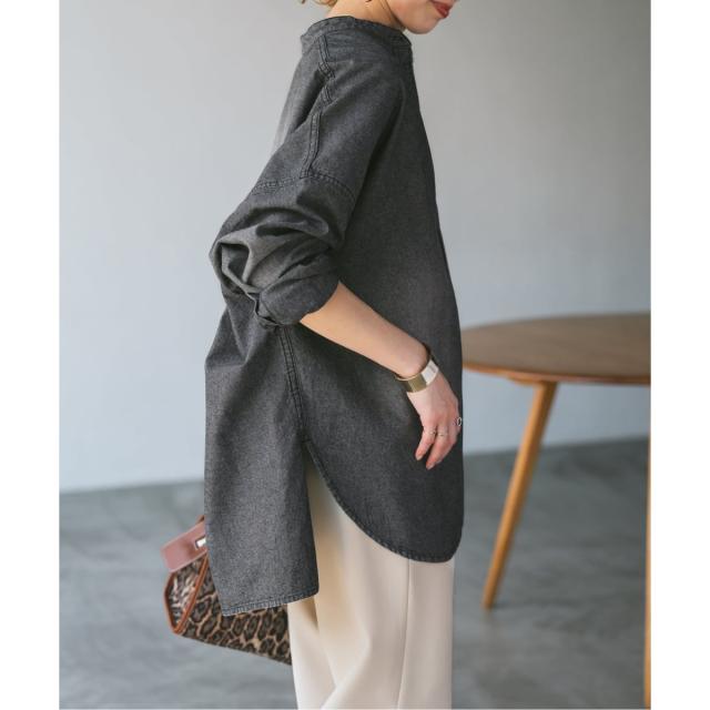 スピック＆スパン（Spick and Span）/《追加》バンドカラーボックスダンガリーシャツ