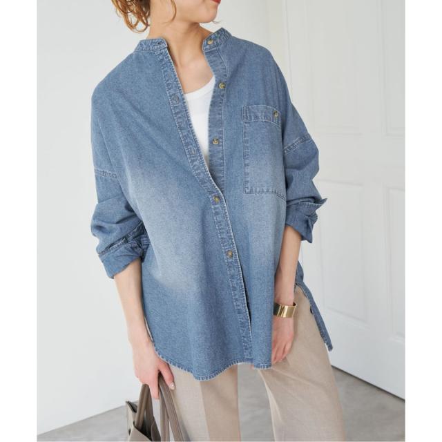 スピック＆スパン（Spick and Span）/《追加》バンドカラーボックスダンガリーシャツ