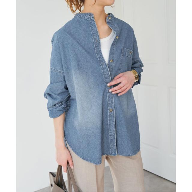 スピック＆スパン（Spick and Span）/《追加》バンドカラーボックスダンガリーシャツ