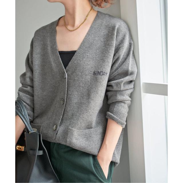 スピック＆スパン（Spick and Span）/ロゴジャガードVネックカーディガン