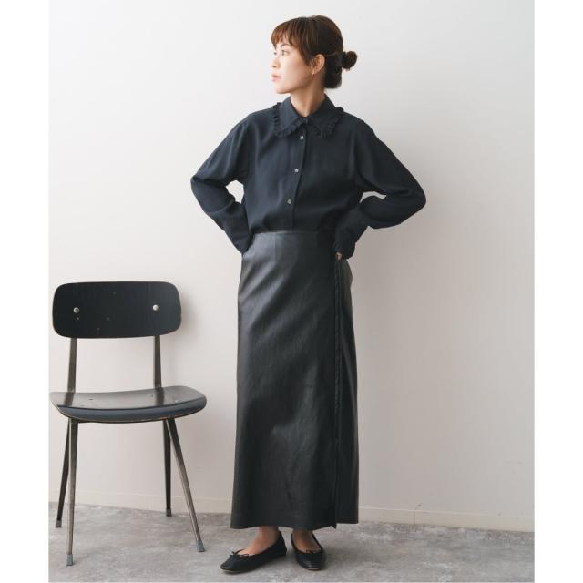 Spick and Span フリルカラーブラウス　ブラック　スピック スピック＆スパン（Spick and Span）/《追加》フリルカラーブラウスの