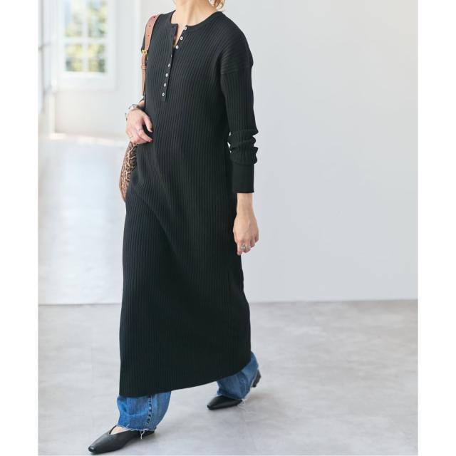 スピック＆スパン（Spick and Span）/《手洗い可 / 追加》ヘンリーネックリブニットワンピース