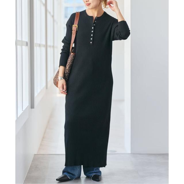 スピック＆スパン（Spick and Span）/《手洗い可 / 追加》ヘンリーネックリブニットワンピース