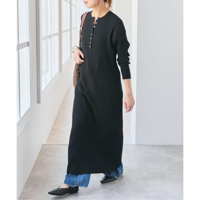 スピック＆スパン（Spick and Span）/《手洗い可 / 追加》ヘンリーネックリブニットワンピース