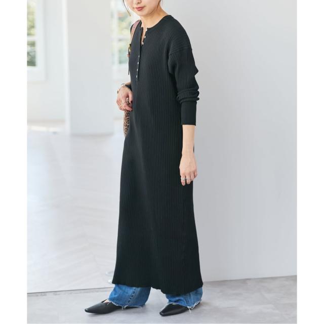 スピック＆スパン（Spick and Span）/《手洗い可 / 追加》ヘンリーネックリブニットワンピース