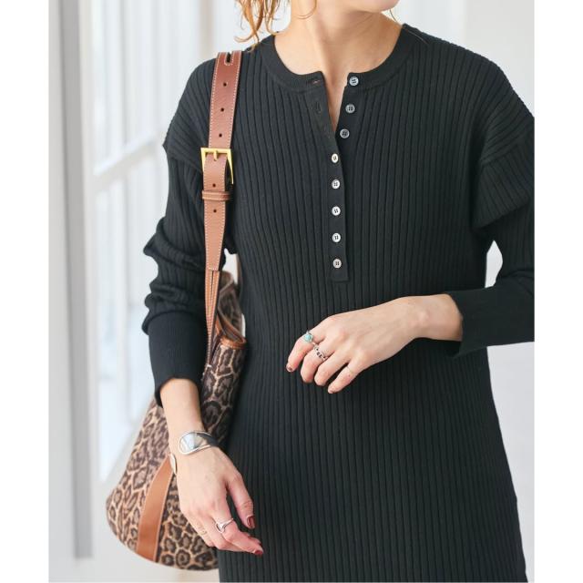 スピック＆スパン（Spick and Span）/《手洗い可 / 追加》ヘンリーネックリブニットワンピース