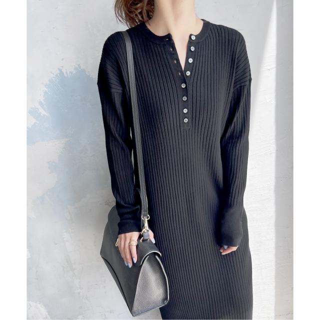 スピック＆スパン（Spick and Span）/《手洗い可 / 追加》ヘンリーネックリブニットワンピース