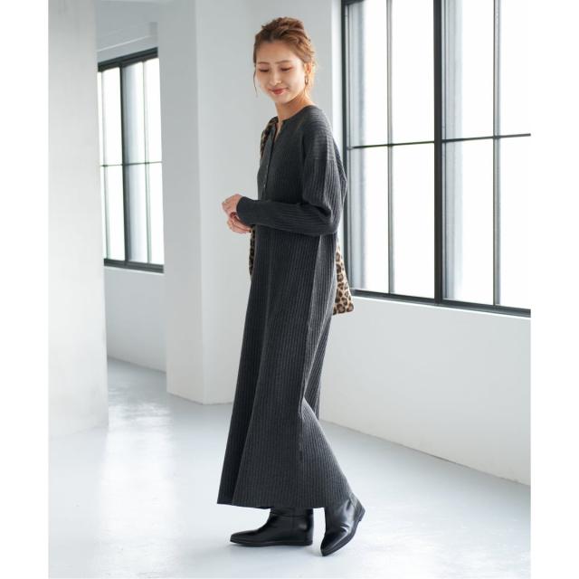 スピック＆スパン（Spick and Span）/《手洗い可 / 追加》ヘンリーネックリブニットワンピース