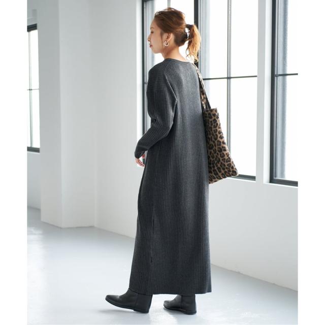 スピック＆スパン（Spick and Span）/《手洗い可 / 追加》ヘンリーネックリブニットワンピース