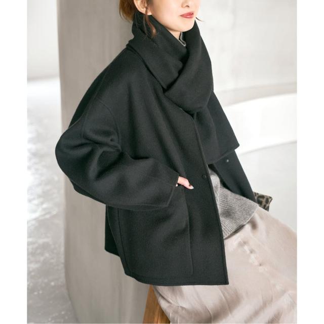 匿名発送　Spick & Span ブラック ロングコート ストール付き 匿名発送 Spick & Span ブラック ロングコート ストール付き ストール