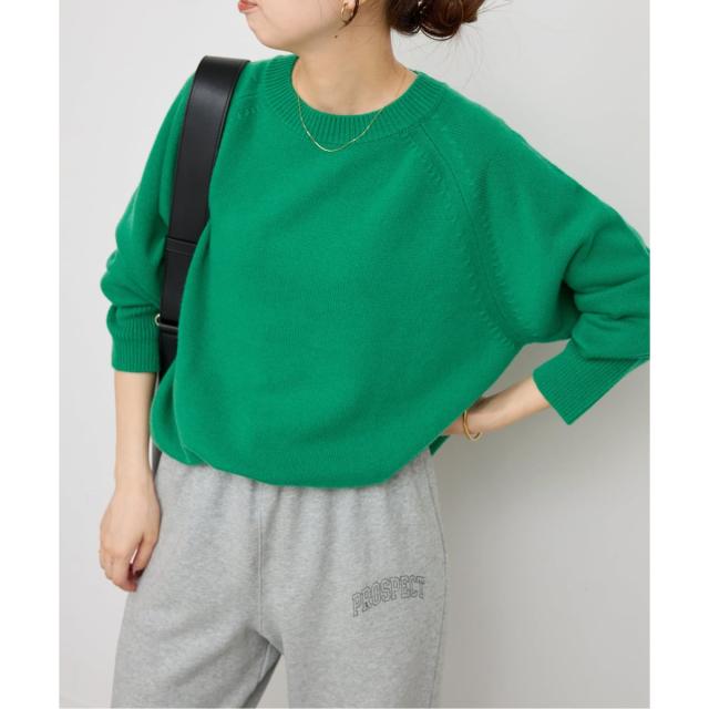 スピック＆スパン（Spick and Span）/《追加》ウールカシミヤ ラグランクルーネックニット