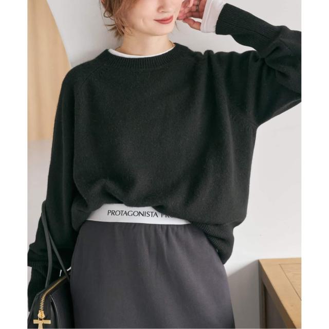 スピック＆スパン（Spick and Span）/《追加》ウールカシミヤ ラグランクルーネックニット