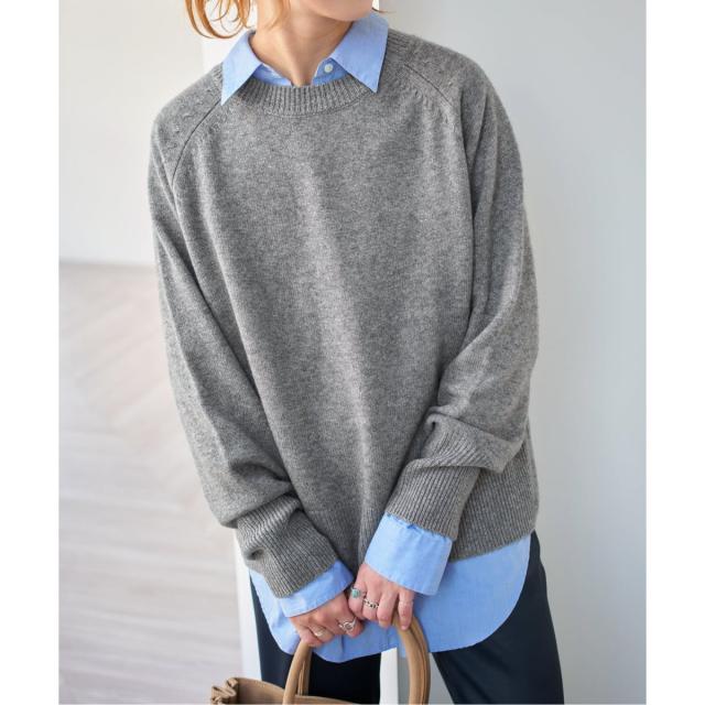 スピック＆スパン（Spick and Span）/《WEB限定カラー有り》ウールカシミヤ ラグランクルーネックニット