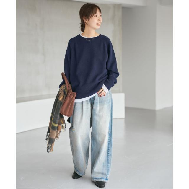 スピック＆スパン（Spick and Span）/《WEB限定カラー有り》ウールカシミヤ ラグランクルーネックニット