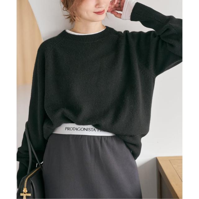 スピック＆スパン（Spick and Span）/《WEB限定カラー有り》ウールカシミヤ ラグランクルーネックニット