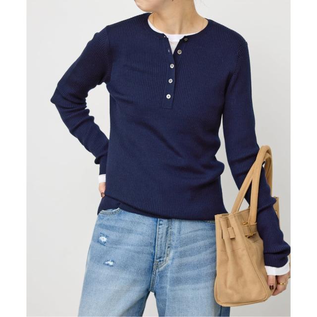 スピック＆スパン（Spick and Span）/《手洗い可》18Gヘンリーネックプルオーバー