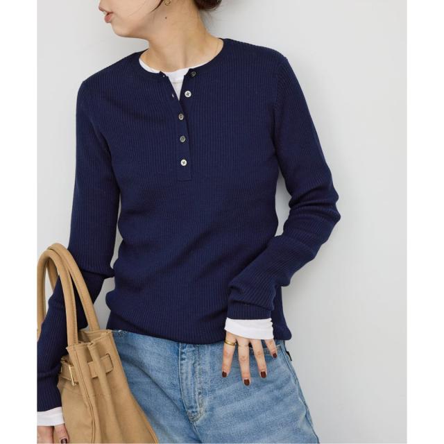 スピック＆スパン（Spick and Span）/《手洗い可》18Gヘンリーネックプルオーバー