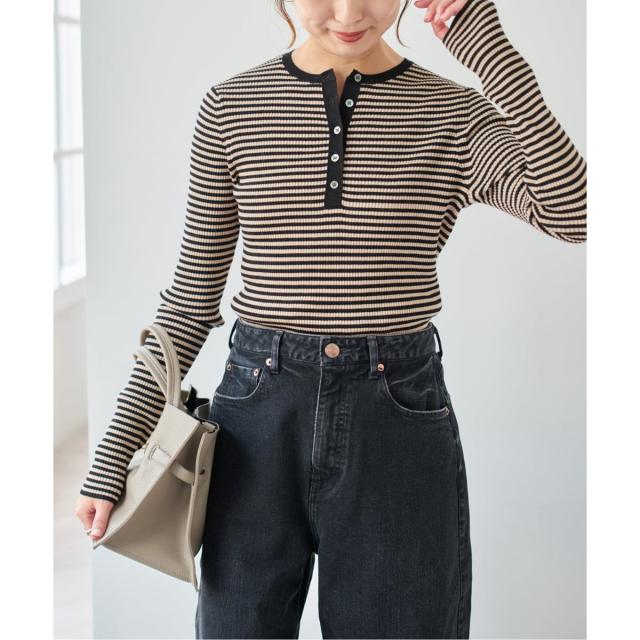 スピック＆スパン（Spick and Span）/《手洗い可》18Gヘンリーネックプルオーバー