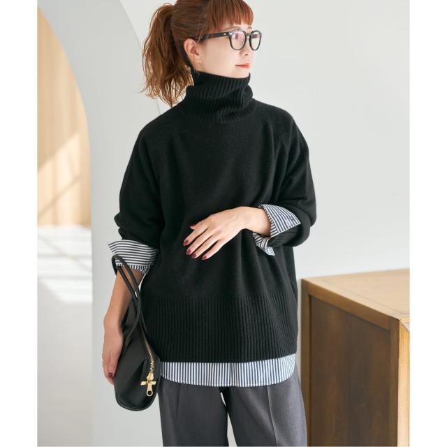 スピック＆スパン（Spick and Span）/《WEB限定カラー有り》ウールカシミヤ ラグランタートルニット