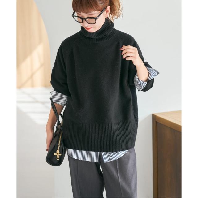 スピック＆スパン（Spick and Span）/《WEB限定カラー有り》ウールカシミヤ ラグランタートルニット