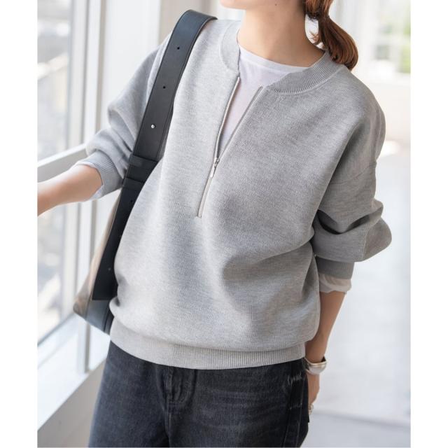 新品！スピック&スパン！手洗い可 スウェットライクハーフジップニットプルオーバー スピック＆スパン（Spick and Span）/《一部店舗+WEB限定》スウェット