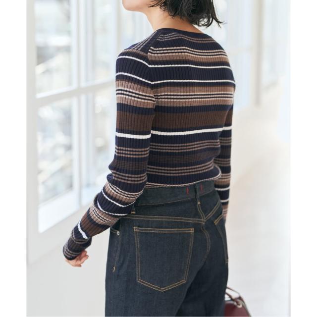 スピック＆スパン（Spick and Span）/《手洗い可》マルチボーダークルーネックニット