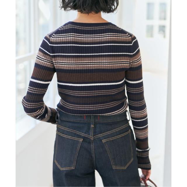 スピック＆スパン（Spick and Span）/《手洗い可》マルチボーダークルーネックニット