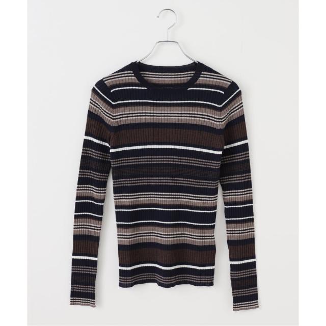 スピック＆スパン（Spick and Span）/《手洗い可》マルチボーダークルーネックニット