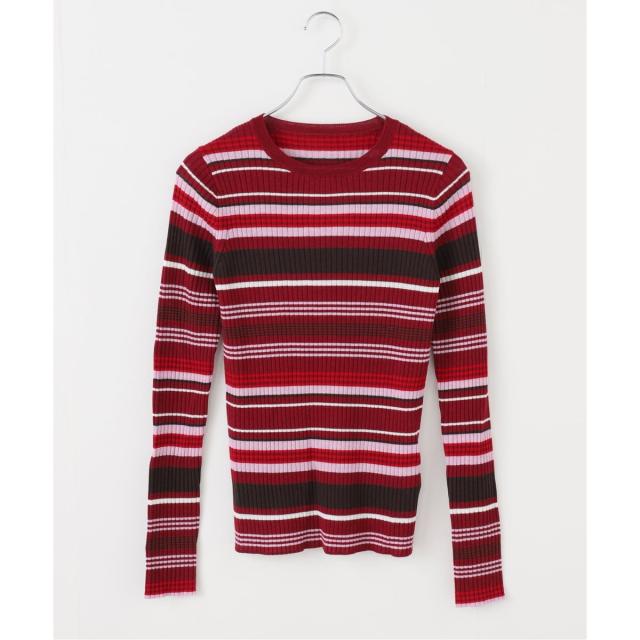 スピック＆スパン（Spick and Span）/《手洗い可》マルチボーダークルーネックニット