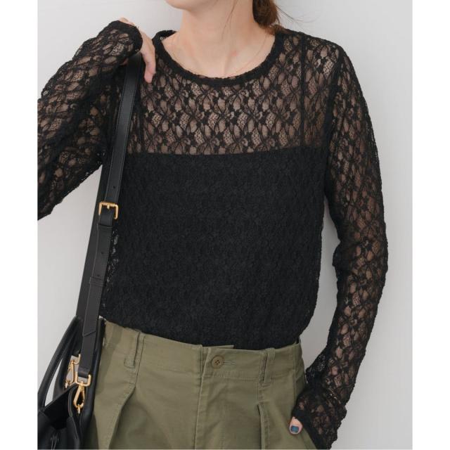 スピック＆スパン（Spick and Span）/《追加》ストレッチレースクルーネックプルオーバー