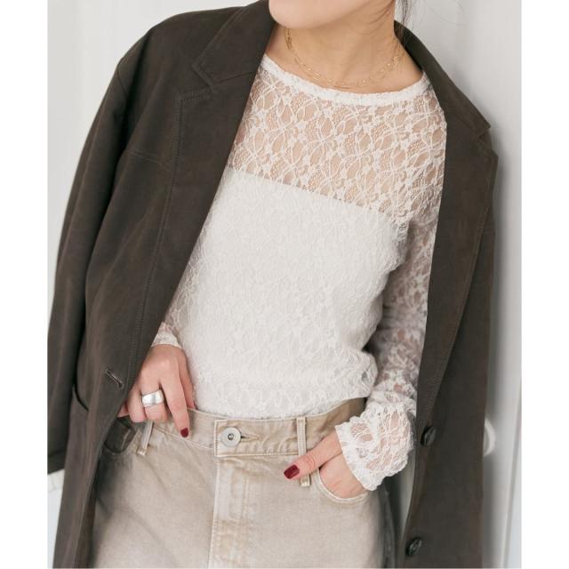 スピック＆スパン（Spick and Span）/《追加》ストレッチレースクルーネックプルオーバー