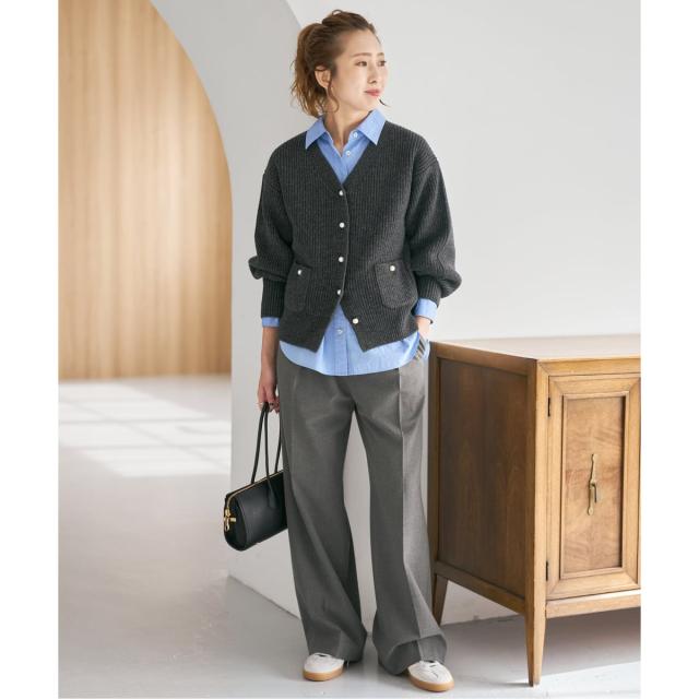 スピック＆スパン（Spick and Span）/《WEB限定》パール畦ニットカーディガン