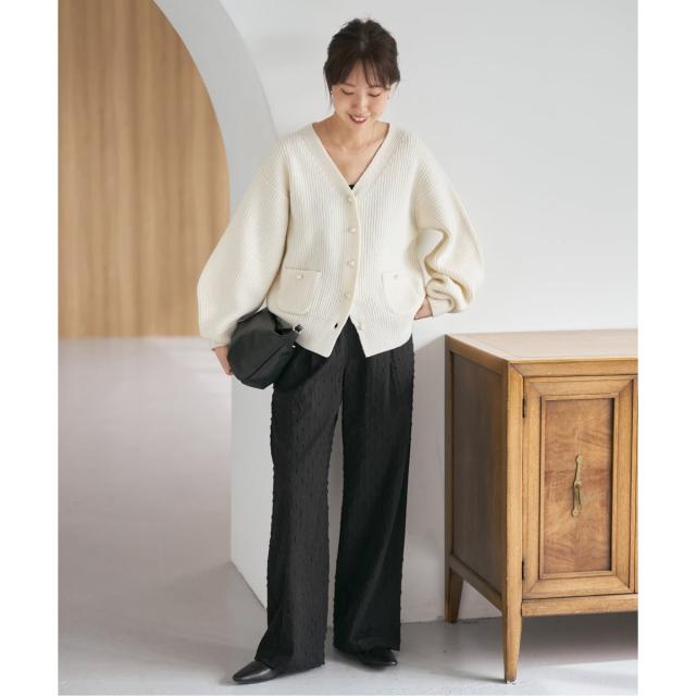 スピック＆スパン（Spick and Span）/《WEB限定》パール畦ニットカーディガン