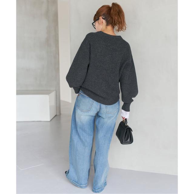 スピック＆スパン（Spick and Span）/《WEB限定》パール畦ニットカーディガン